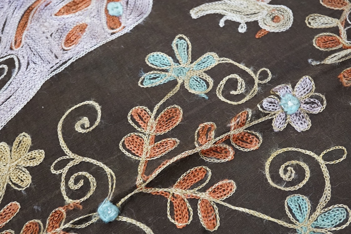 A Sumbanese shoulder cloth, an Indian chain stitch panel and a finely woven silk stole